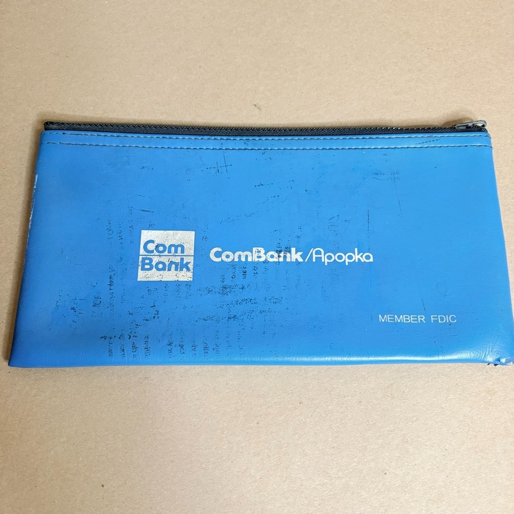 Vintage ComBank Apopka FL Zipper Deposit Bag Bank Advertising FDIC Pouch